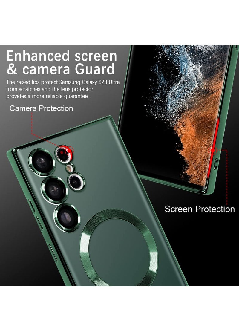 BORTONY Galaxy S23 Ultra Case Plating Magnetic Case with Screen Protector Magnetic Cover Clear Body Slim Fit Shockproof Magsafe for Samsung Galaxy S23 Ultra Cover 6.8 inch - Image 3