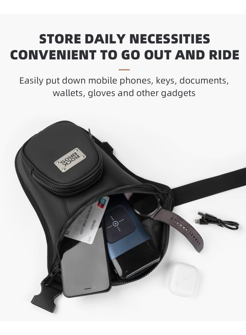 روكبروز حقائب دراجات نارية للرجال والنساء، حقيبة فخذ خارجية مقاومة للماء، حقيبة خصر تكتيكية، حقيبة تخزين متعددة الجيوب مع حزام للساق، مناسبة للمشي لمسافات طويلة، والتسلق، وركوب الدراجات، وصيد الأسماك، والسفر. - Image 2