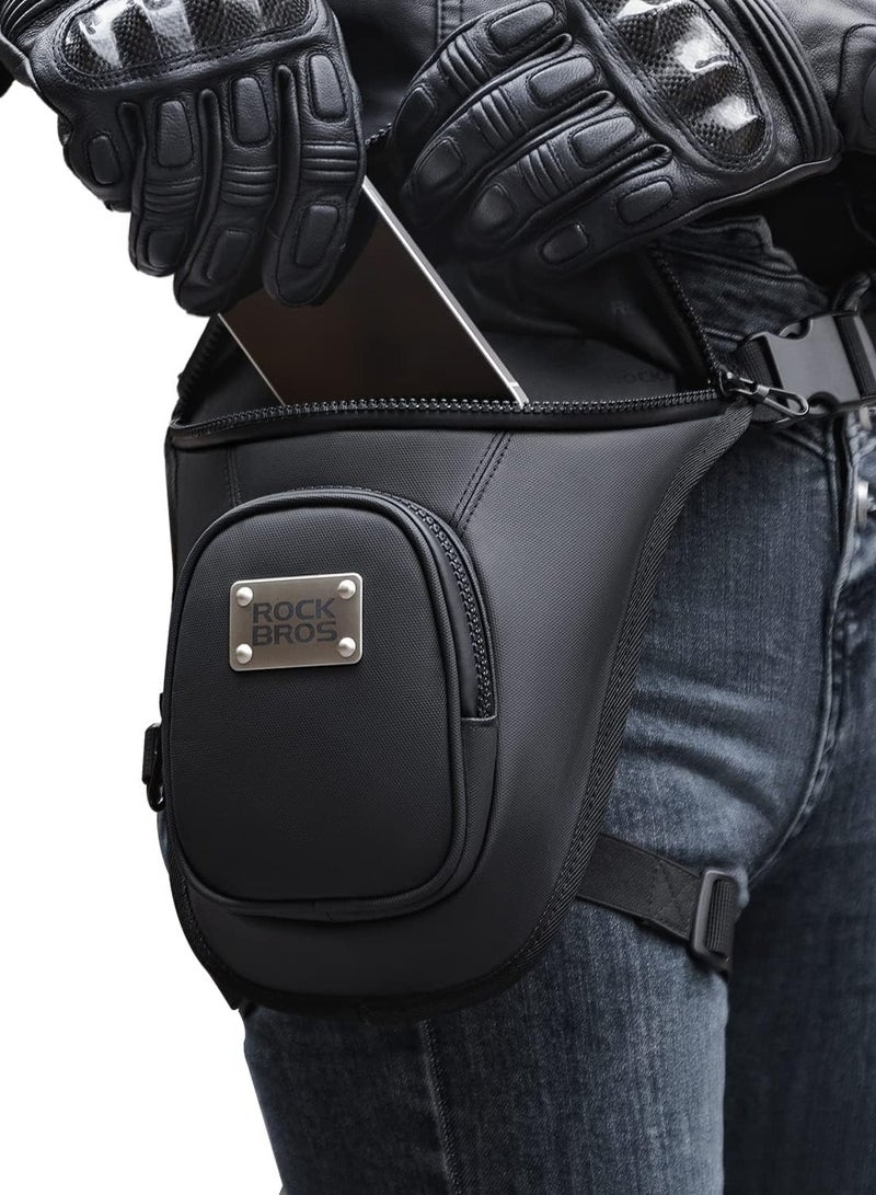 روكبروز حقائب دراجات نارية للرجال والنساء، حقيبة فخذ خارجية مقاومة للماء، حقيبة خصر تكتيكية، حقيبة تخزين متعددة الجيوب مع حزام للساق، مناسبة للمشي لمسافات طويلة، والتسلق، وركوب الدراجات، وصيد الأسماك، والسفر. - Image 1