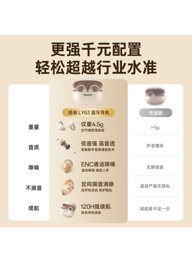 Newmine Ly63 Pro Bluetooth Earphone Ear-Hook Bone Conduction Concept Open-Style Wireless Sports Running Gaming Music Call Noise Reduction Suitable For Apple Huawei Black - Image 1