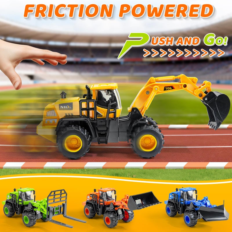 Beestech Construction Truck Toys for 3 4 5 6 7 8 Years Old Boys, Truck Vehicles Sand Sandbox Beach Toys, Excavator Forklift Bulldozer Friction Powered - Image 2