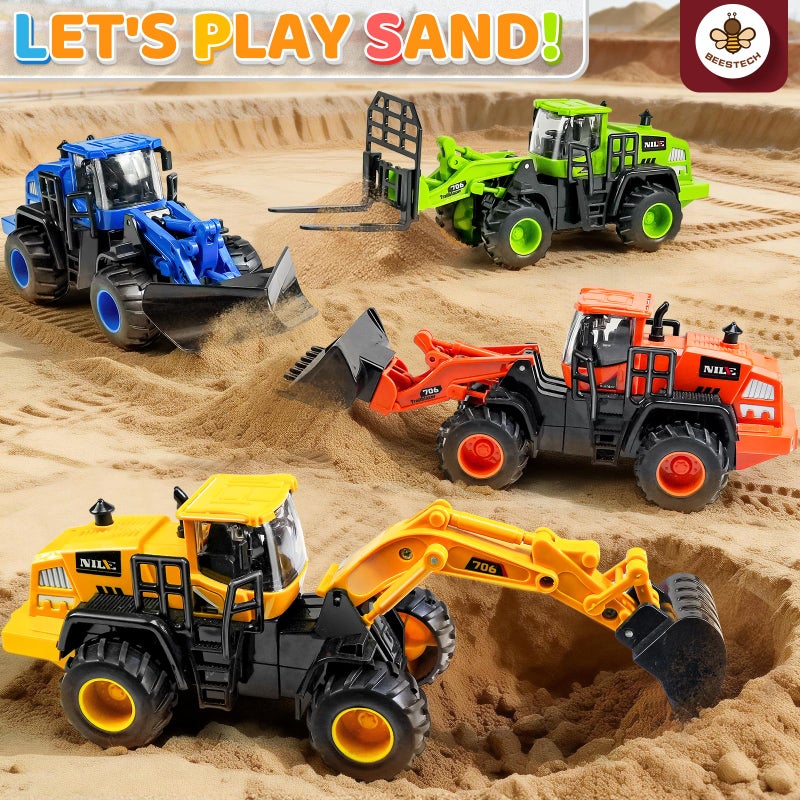 Beestech Construction Truck Toys for 3 4 5 6 7 8 Years Old Boys, Truck Vehicles Sand Sandbox Beach Toys, Excavator Forklift Bulldozer Friction Powered - Image 3