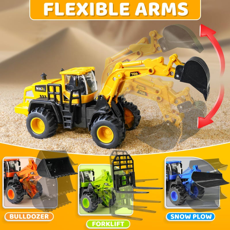 Beestech Construction Truck Toys for 3 4 5 6 7 8 Years Old Boys, Truck Vehicles Sand Sandbox Beach Toys, Excavator Forklift Bulldozer Friction Powered - Image 5