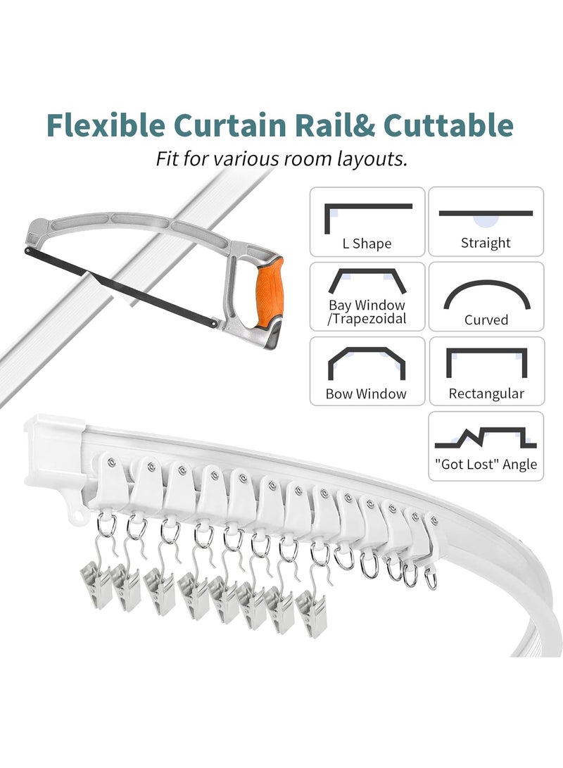 Bluejw Curved Ceiling Curtain Track Bendable Mount for Rail Bunk Bed Bay Window Room Divider Flexible Straight - Image 4