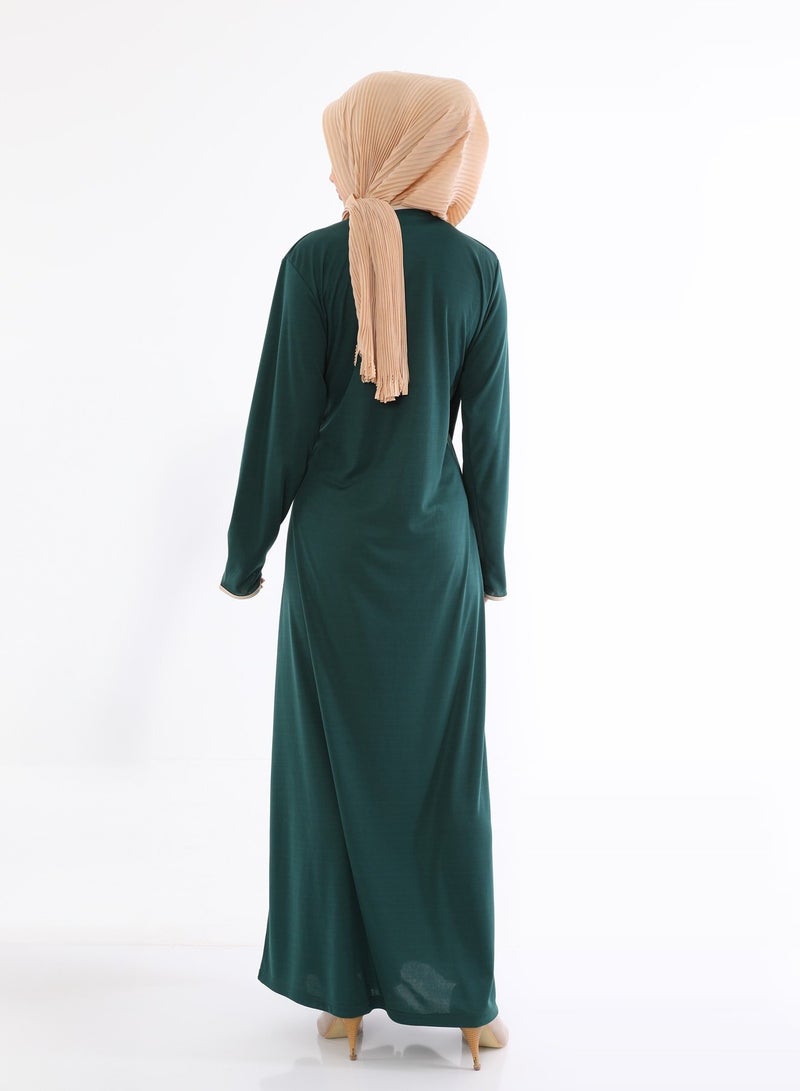 Elanesa  Dark Green Side Muslim Dress  - Image 3