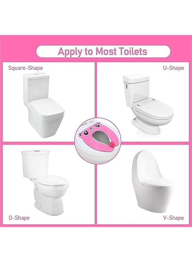 HOOKOR Travel Potties,Toddler Potty Seat Cover Travel Portable Potty Seat for Kids Non-Slip Foldable Toilet Seat Pad with Carry Bag & Splash Guard (Pink) - Image 2