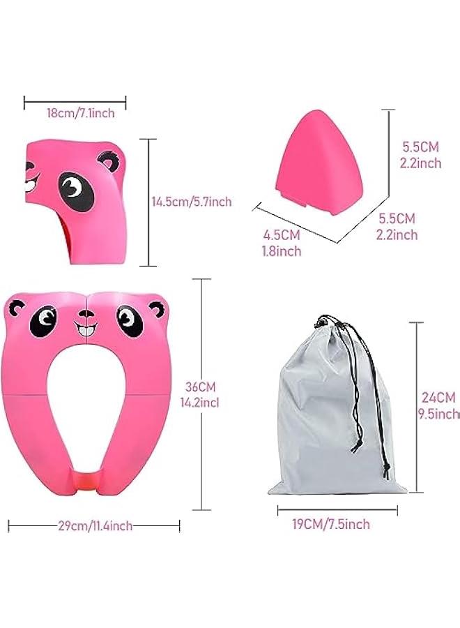HOOKOR Travel Potties,Toddler Potty Seat Cover Travel Portable Potty Seat for Kids Non-Slip Foldable Toilet Seat Pad with Carry Bag & Splash Guard (Pink) - Image 3