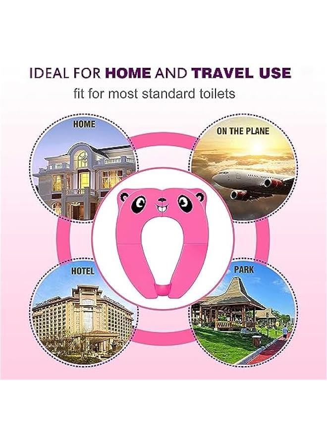 HOOKOR Travel Potties,Toddler Potty Seat Cover Travel Portable Potty Seat for Kids Non-Slip Foldable Toilet Seat Pad with Carry Bag & Splash Guard (Pink) - Image 5