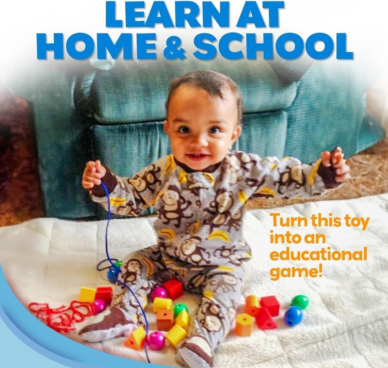 Skoolzy 46 Pcs Lacing Beads - Large Beads for Preschool Learning Activities, Sensory Toys for Toddlers 3-4, Autism Toys for Toddlers 3-4, Ideal for Cognitive and Motor Skills Development - Image 5