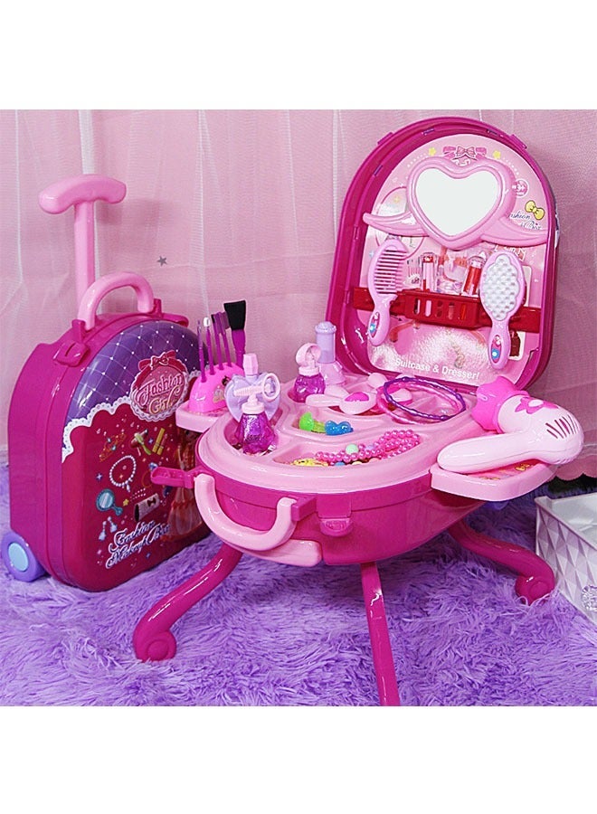 Makeup Set Toys For Girls To Dress Up Toys, Foldable Dressing Table, Removable Portable Cosmetic Bag, Portable And Easy To Store, Perfect Gift For Girls, Pink - Image 2