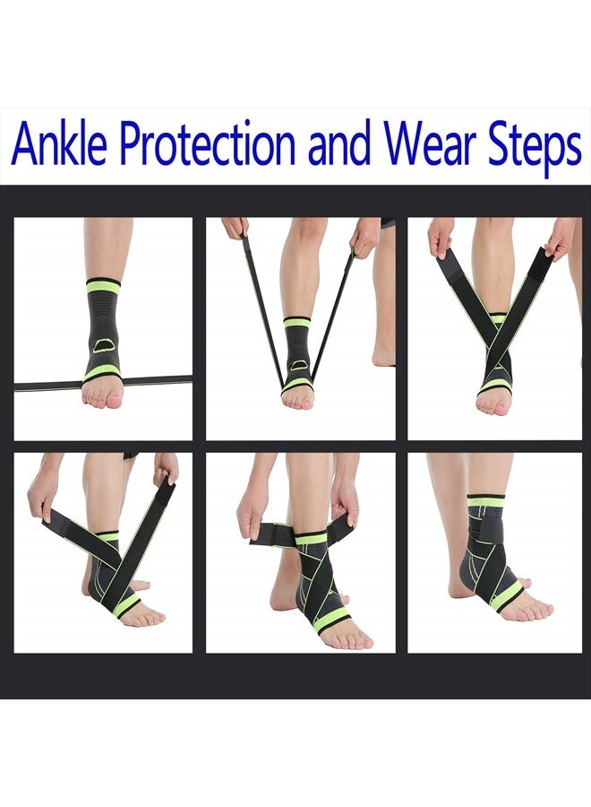 cgyqsyk Ankle Brace, Adjustable Compression Ankle Support Men & Women, Strong Ankle Brace Sports Protection, Stabilize Ligaments-Eases Swelling and Sprained Ankle（ Large, Green, 1  - Image 4