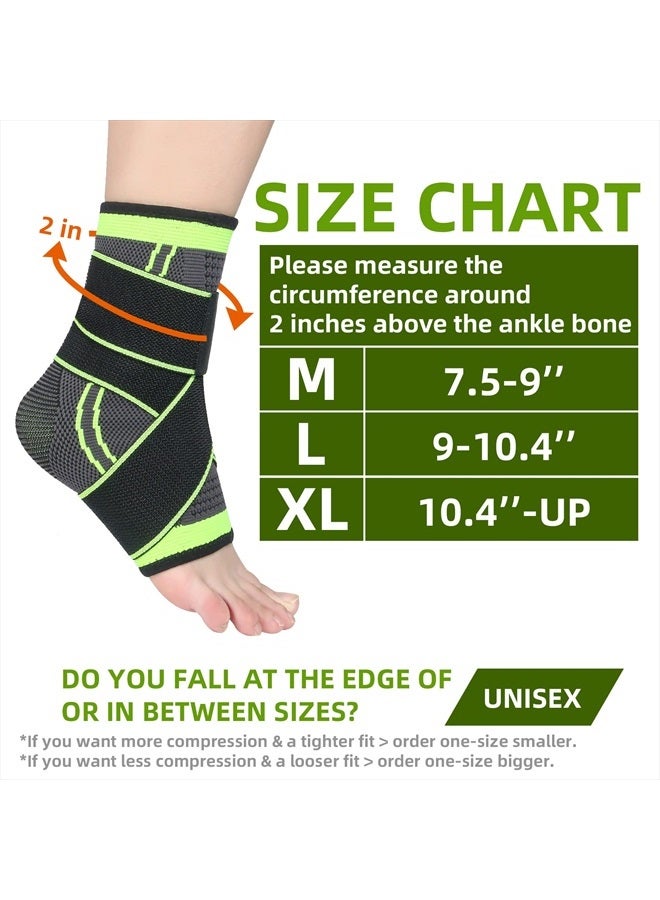 cgyqsyk Ankle Brace, Adjustable Compression Ankle Support Men & Women, Strong Ankle Brace Sports Protection, Stabilize Ligaments-Eases Swelling and Sprained Ankle（ Large, Green, 1  - Image 3