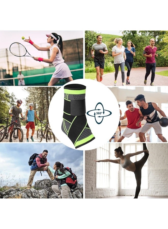 cgyqsyk Ankle Brace, Adjustable Compression Ankle Support Men & Women, Strong Ankle Brace Sports Protection, Stabilize Ligaments-Eases Swelling and Sprained Ankle（ Large, Green, 1  - Image 5