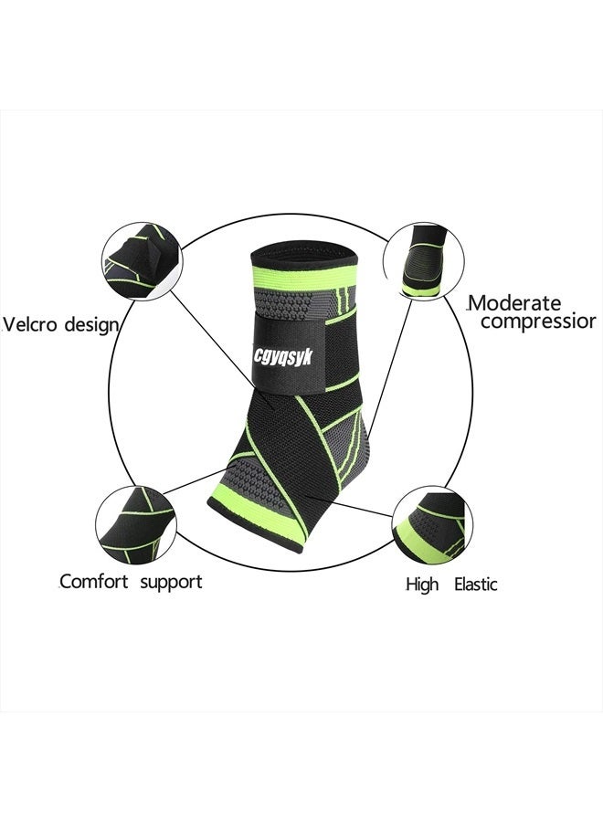 cgyqsyk Ankle Brace, Adjustable Compression Ankle Support Men & Women, Strong Ankle Brace Sports Protection, Stabilize Ligaments-Eases Swelling and Sprained Ankle（ Large, Green, 1  - Image 2
