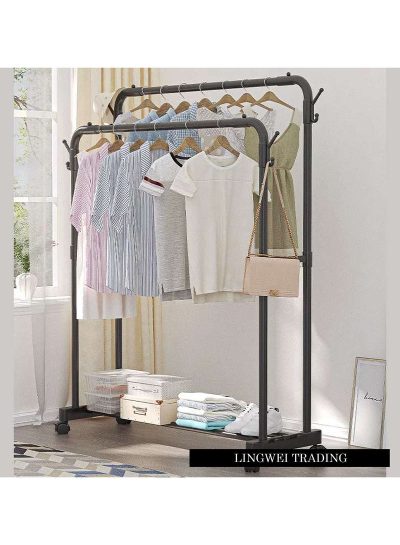 LINGWEI Clothes Rack with Rolling Lockable Wheels and Storage Shelf - Image 4