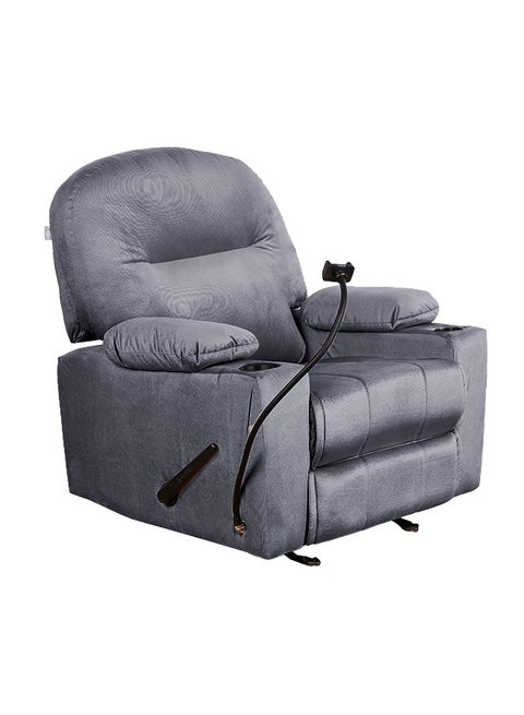 Panda | Velvet  Cinematic Recliner Chair with Phone & Plastic Cups Holder - 100x84x101 cm - Deep Grey