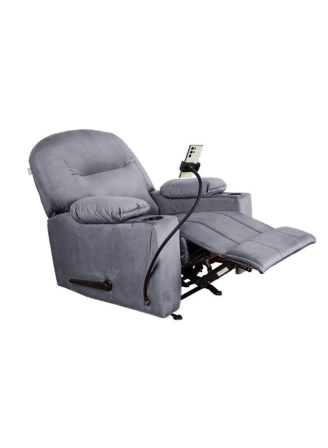 Panda | Velvet  Cinematic Recliner Chair with Phone & Plastic Cups Holder - 100x84x101 cm - Deep Grey