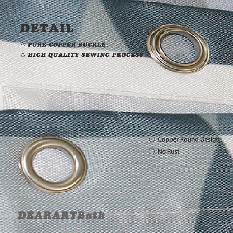 DEARART Bath Grey Triangular Shower Curtain Liner for Bathroom, 180 * 180cm Fabric Cloth Shower Curtains with Grommet and Hooks, 100% Waterproof Easy Care Machine Washable Hotel Quality - Image 3