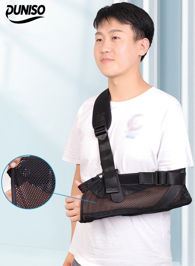 DUNISO Mesh Arm Sling,Adjustable Arm Sling Shoulder Immobilizer,Comfort Breathable Shoulder Injury Medical Sling,for Men Women Rotator Cuff Injury,Left Right Arm,Wrist, Elbow,Clavicle Fracture Post-Surgery - Image 1
