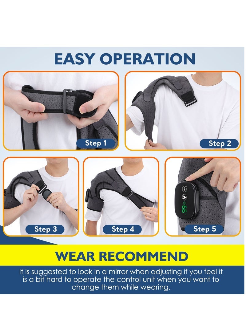 general Electric Heating Shoulder Brace, LED Display, Vibration Shoulder Massage Support Belt Strap, For Arthritis Joint Injury Pain Relief - Image 3