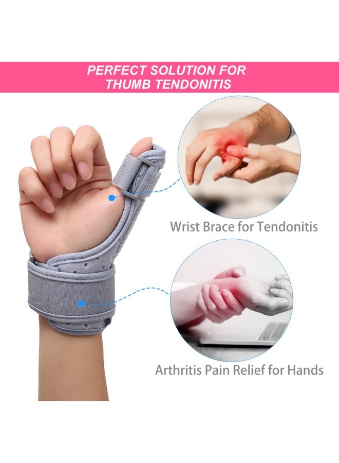 FDTY Reversible Thumb & Wrist Brace for Both Hands, Comfortable Spica Support Splint for Sprains, Arthritis, BlackBerry Thumb, Lightweight and Breathable, Unisex Gray - Image 2