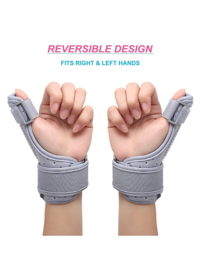 FDTY Reversible Thumb & Wrist Brace for Both Hands, Comfortable Spica Support Splint for Sprains, Arthritis, BlackBerry Thumb, Lightweight and Breathable, Unisex Gray - Image 3