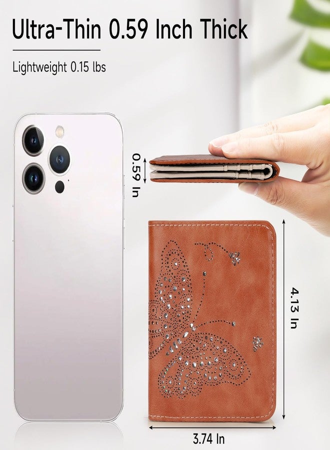 KITEVIUN Small RFID Wallet Women Ultra Thin Slim Womens Wallet Mini Compact Bifold Pocket Ladies Wallets for Women, 09-BROWN, Modern - Image 2