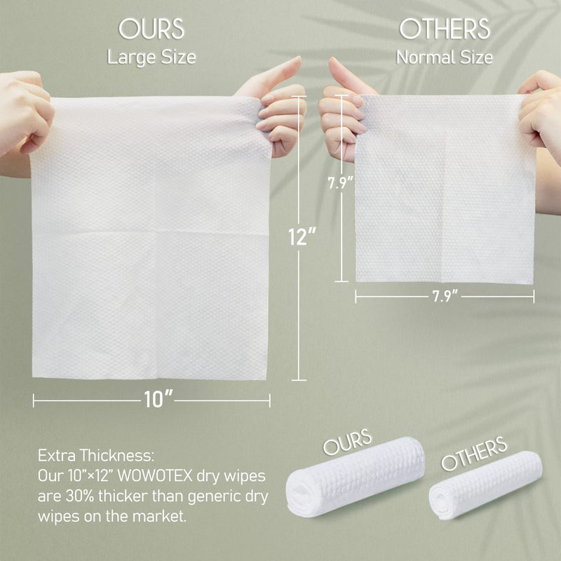 WOWOTEX Disposable Face Towel Biodegradable Large Dry Wipes 60 Count/Box Extra Thick Soft Clean Facial Towels for Sensitive Skin, Makeup Removing, Cleansing, Nursing, Travel, 10Ã—12 Inches - Image 3