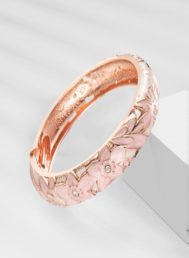 wynameleri UJOY Fashion Enamel Bangle Bracelet Pink and White for Women 2 pcs Set in Gift Box - Image 3