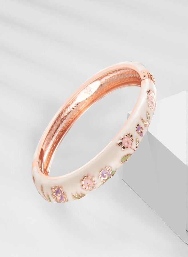 wynameleri UJOY Fashion Enamel Bangle Bracelet Pink and White for Women 2 pcs Set in Gift Box - Image 4