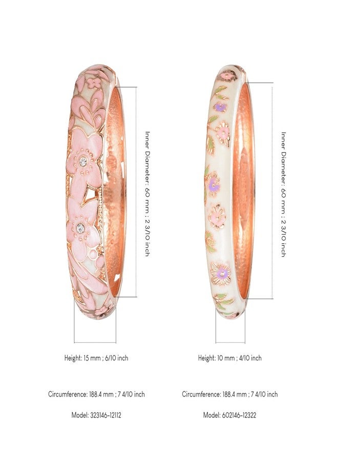 wynameleri UJOY Fashion Enamel Bangle Bracelet Pink and White for Women 2 pcs Set in Gift Box - Image 2