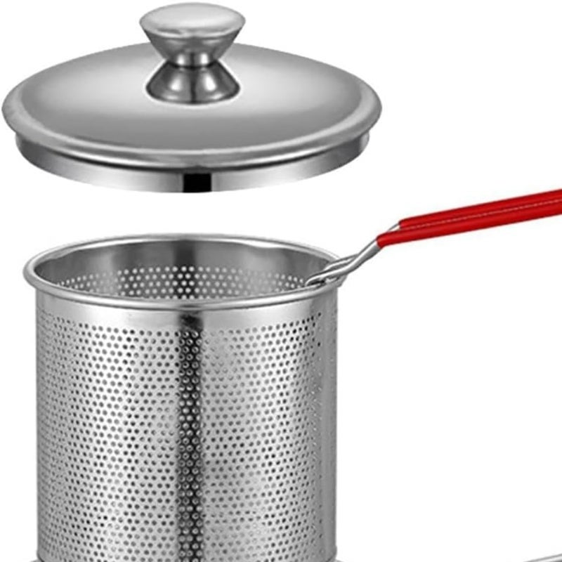 Stainless Steel Frying Pot: Silver, Durable Long-Lasting Build - Multi-Purpose Design for Frying & Other Cooking Tasks, With Strainer & Lid for Easy Oil Draining, Heat Locking for Home Kitchen Use - Image 5