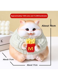 2024 Food Cat Can Enter And Exit Piggy Bank 3-10 Years Old To Cultivate Savings Habits Children's Piggy Bank-Color:Foodie Cat-fries-Size:Large (available For Storage And Retrieval) Piggy Bank