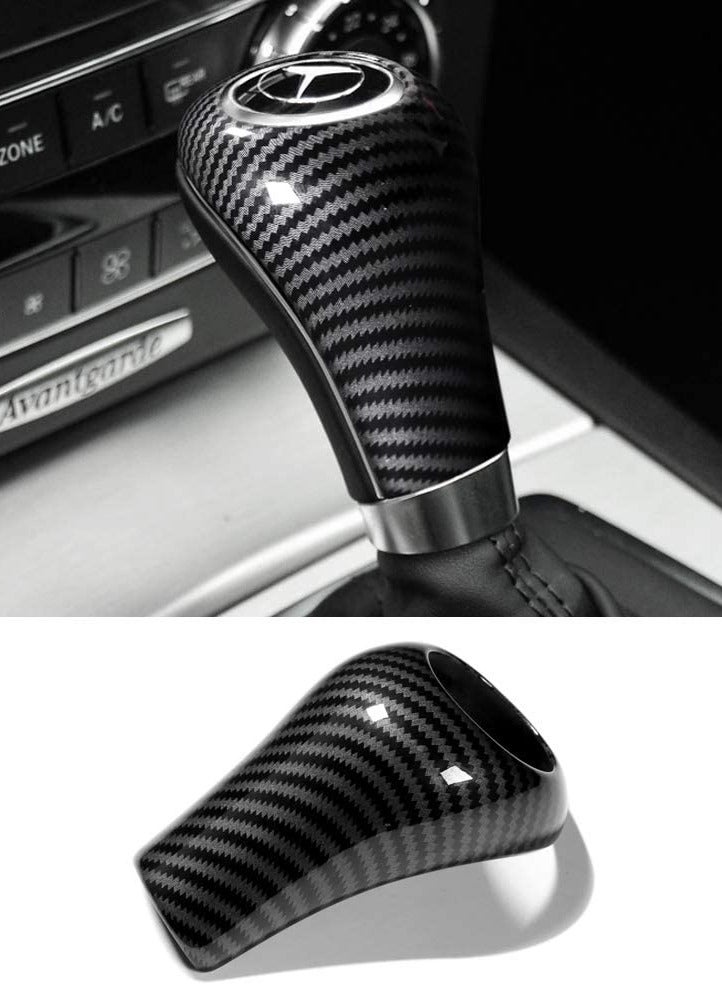 Carbon Fiber Car Gear Shift Knob Cover Sticker Interior Trim for Mercedes Benz W204 W212 A G E C Class CLS Accessories 1 Piece (Black) - Image 1