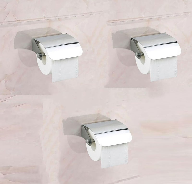 MLD MLD TPSH003 Toilet Paper HolderTissue Paper HolderToilet roll HolderPaper roll HolderTissue Paper roll HolderBathroom Accessories Set Material Stainless Steel Silver Pack of 3 - Image 1