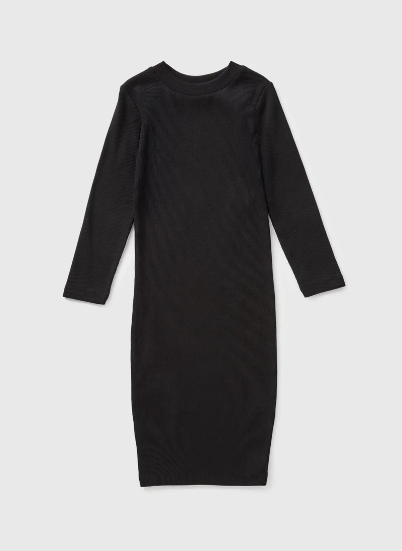 Matalan Girls Black Ribbed Dress