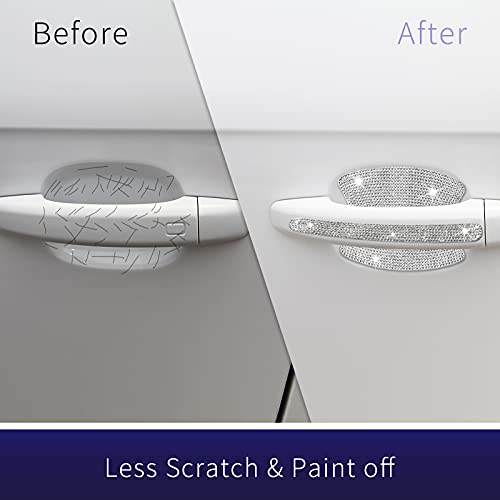 INSAUTO 8 Pieces Bling Car Door Handle Scratch Protector, Universal Rhinestone Car Stickers for Women, Automotive Exterior Accessories (Silver) - Image 5