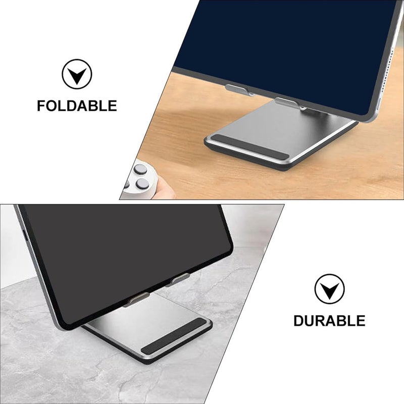 Aluminum Alloy Mini Foldable Tablet Stand and Phone Video Bracket Desktop Holder Silver for Live Streaming and Mobile Device Compatibility - Image 5