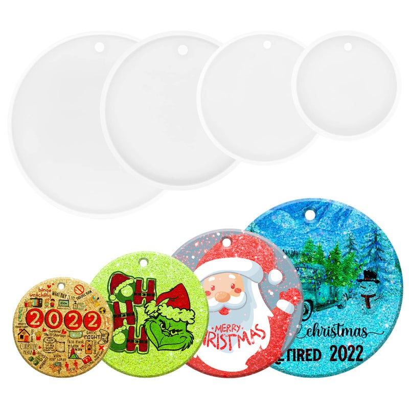 PEVOGON 4 Size Christmas Round Ornament Resin Molds Shiny Silicone Casting Molds DIY Craft Supplies for Ornament Keychain Pendant Making - Image 3