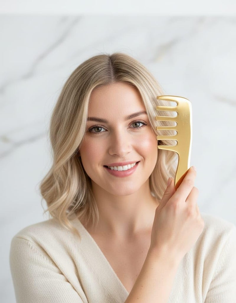 soulvinee Bronze Kansa Gua Sha Manual Handheld Massager Tool - Kansa Comb With Handle -Tendon Massage Scraping Tool Muscle Pain Relief, Myofascial Stress Release And Breaking Up Scar Tissue - Image 2