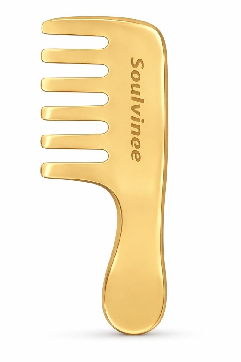 soulvinee Bronze Kansa Gua Sha Manual Handheld Massager Tool - Kansa Comb With Handle -Tendon Massage Scraping Tool Muscle Pain Relief, Myofascial Stress Release And Breaking Up Scar Tissue - Image 1