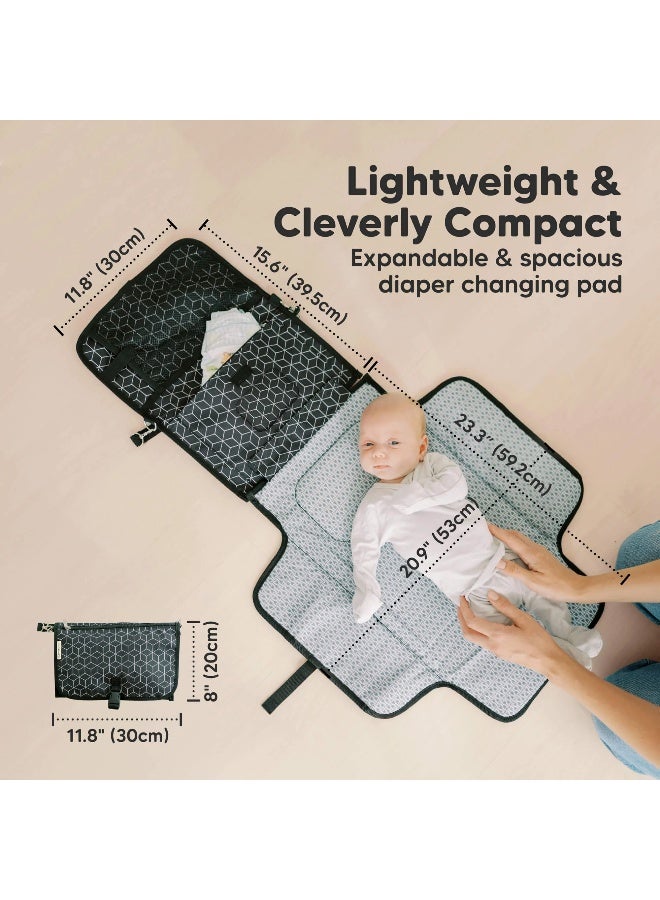 KeaBabies EZEE Diaper Changing Mat, Waterproof Changing Pad, Portable, Black Geo - Image 3