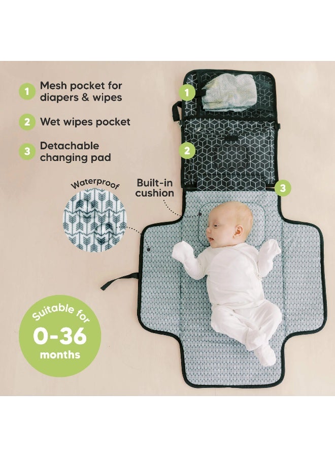 KeaBabies EZEE Diaper Changing Mat, Waterproof Changing Pad, Portable, Black Geo - Image 2