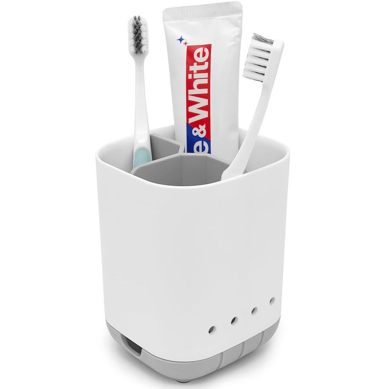Toothbrush Holder for BathroomPlastic Detachable for Easy Cleaning MultiFunctional Storage3 Slots AntiSlip Electric Toothbrush and Toothpaste Organizer Caddy for Bathroom VanityCountertop Grey