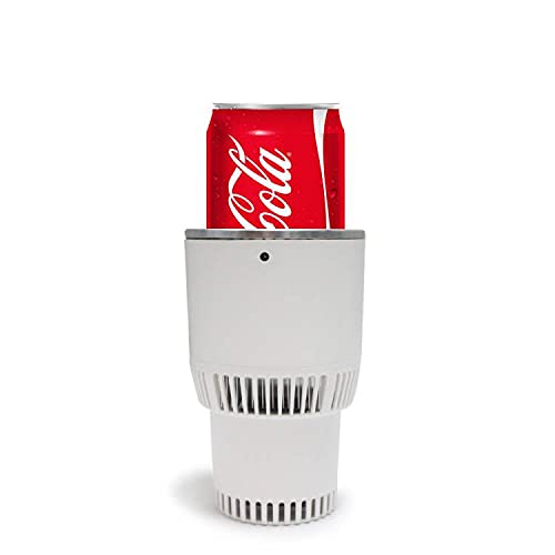 Auto Car Cup Holder Heating Cooling Drinks Smart Cooler Warmer Heater for Coffee Beverage Milk White with silver