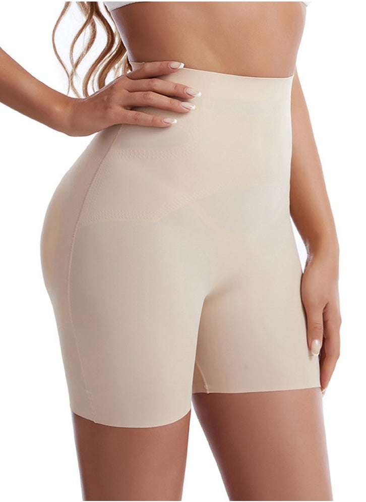 Loquat Womens Body Shaper Tummy Control Underwear Boxer Briefs Solid Color Slim High Waist Sponge Pad Hip Lift Shapewear Safety Underpants Beige  - Image 1