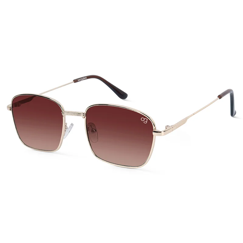Woggles UV- Protected  Brown Rectangle Sunglasses