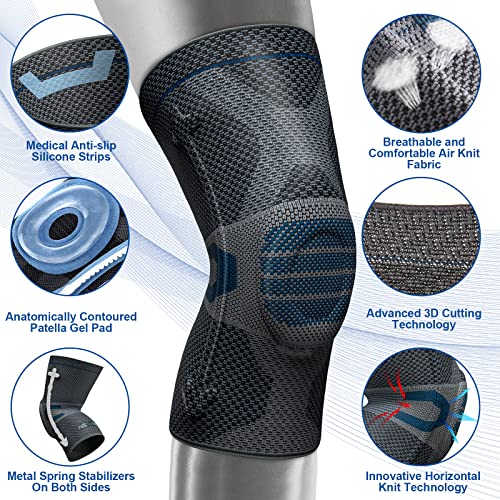 NEENCA Professional Knee Brace for Pain Relief, Medical Knee Compression Sleeve, Knee Support with Horizontal Knit Tech for Meniscus Tear, ACL, Arthritis, Joint Pain, Runner, Workout- FSA/HSA APPROVED - Image 2