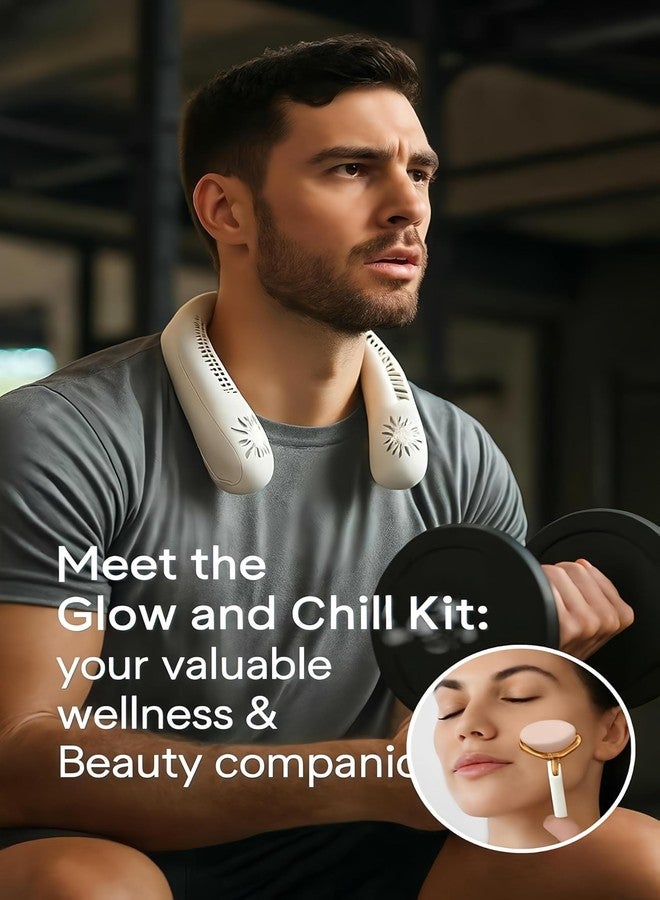 Face Ice Roller + Wearable Neck Fan | Gift-Ready Box, premium selfcare kit| Quiet 3-Speed Cooling fan | Spa-Day Relief for Puffiness, Post-Workout & Travel | Gifts for Her Under $25 - Image 4