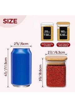 TYCOM Tycom Glass Jars Set 210ML, Food Cereal Storage Spice Containers for Home Kitchen, Food Storage jars With Labels, Marker and spoons, Square 6 * 8cm 10 Pieces With Wood Lid.  - Image 3